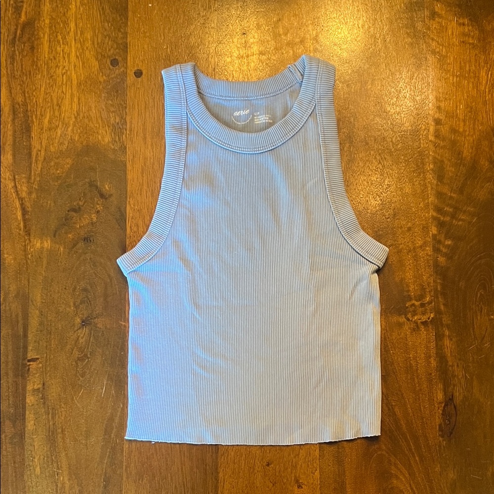 Aerie Light Blue Ribbed Tank Top